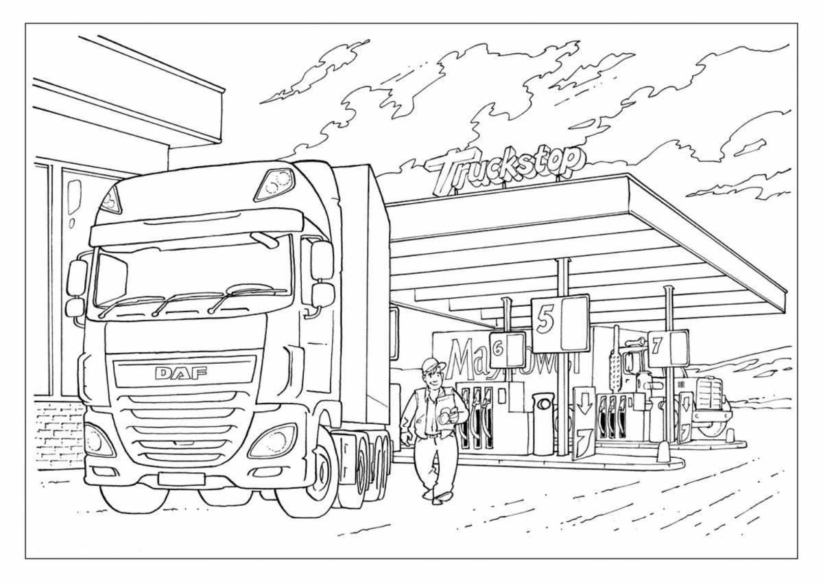 Photo Fabulous car transporter coloring page for kids
