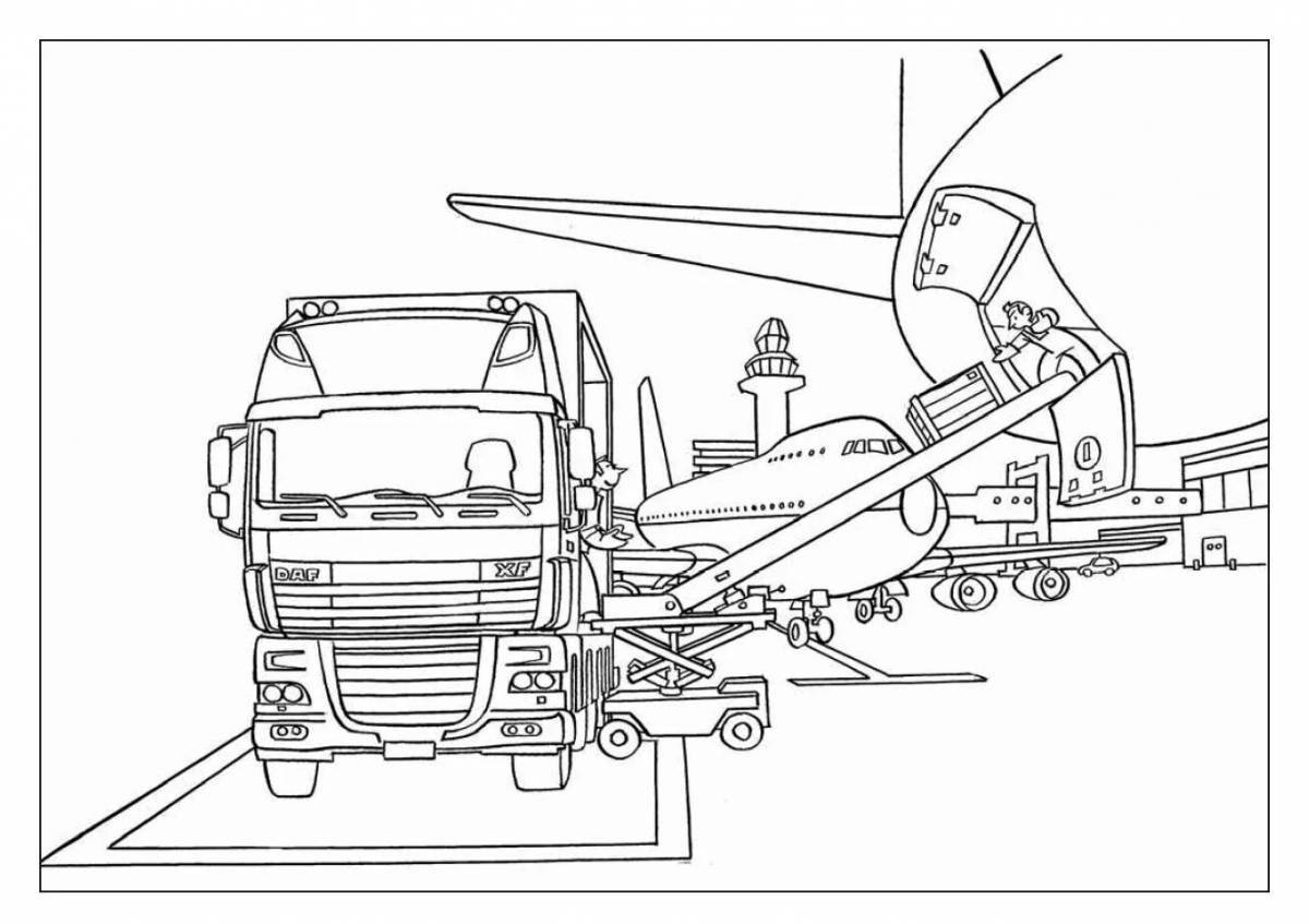 Photo Amazing car transporter coloring page for teens