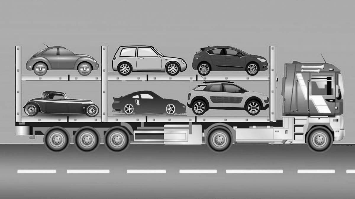 Photo Gorgeous car transporter coloring book for kids