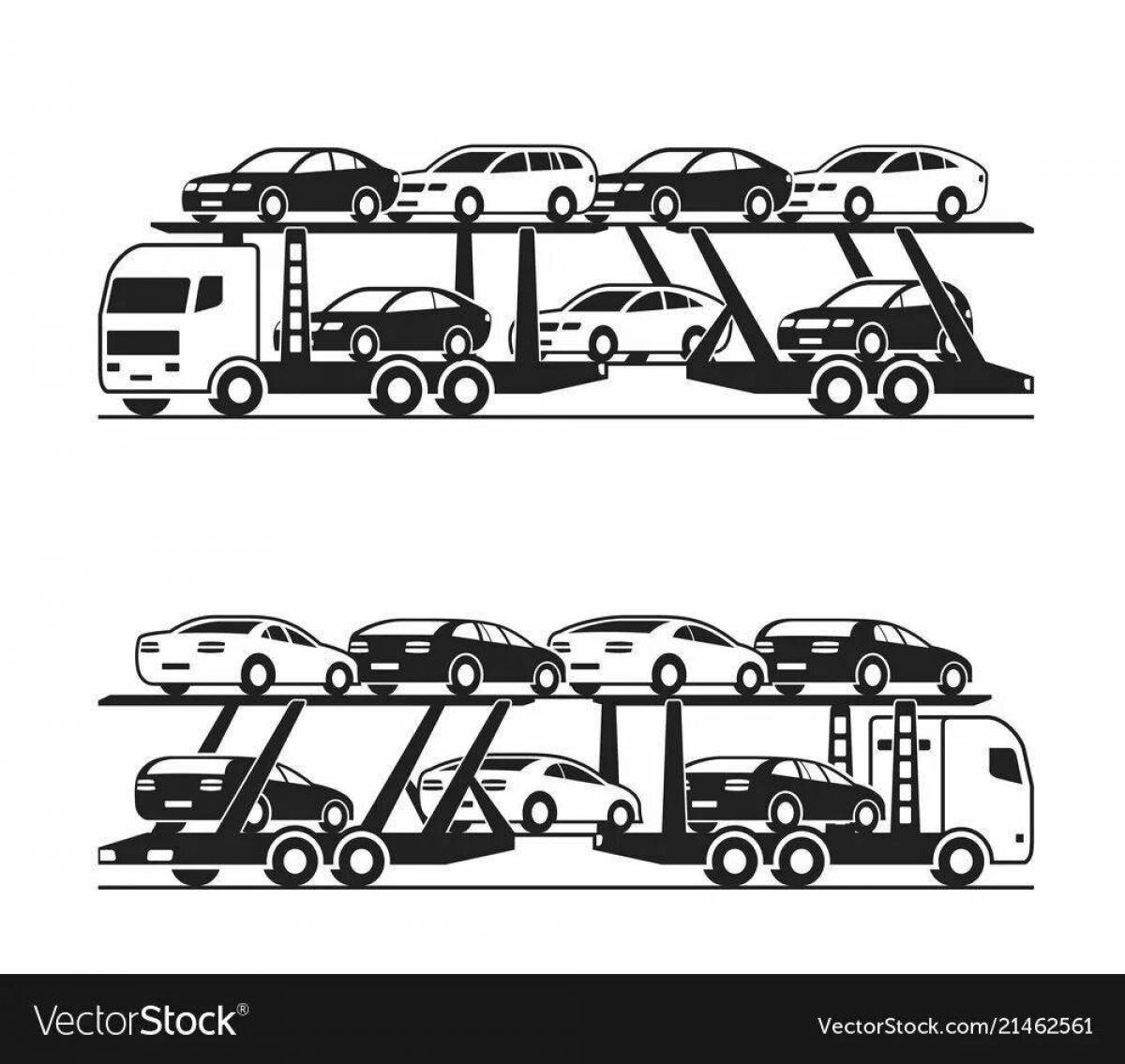 Awesome car transporter coloring page for kids