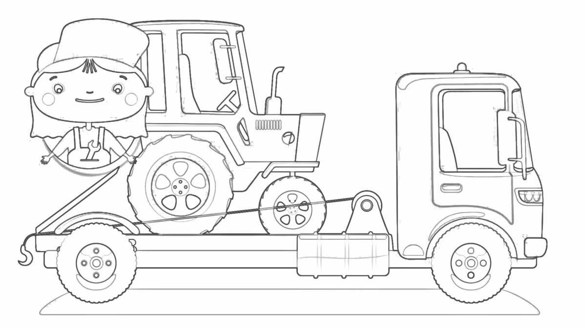 Coloring page glamor car transporter for babies