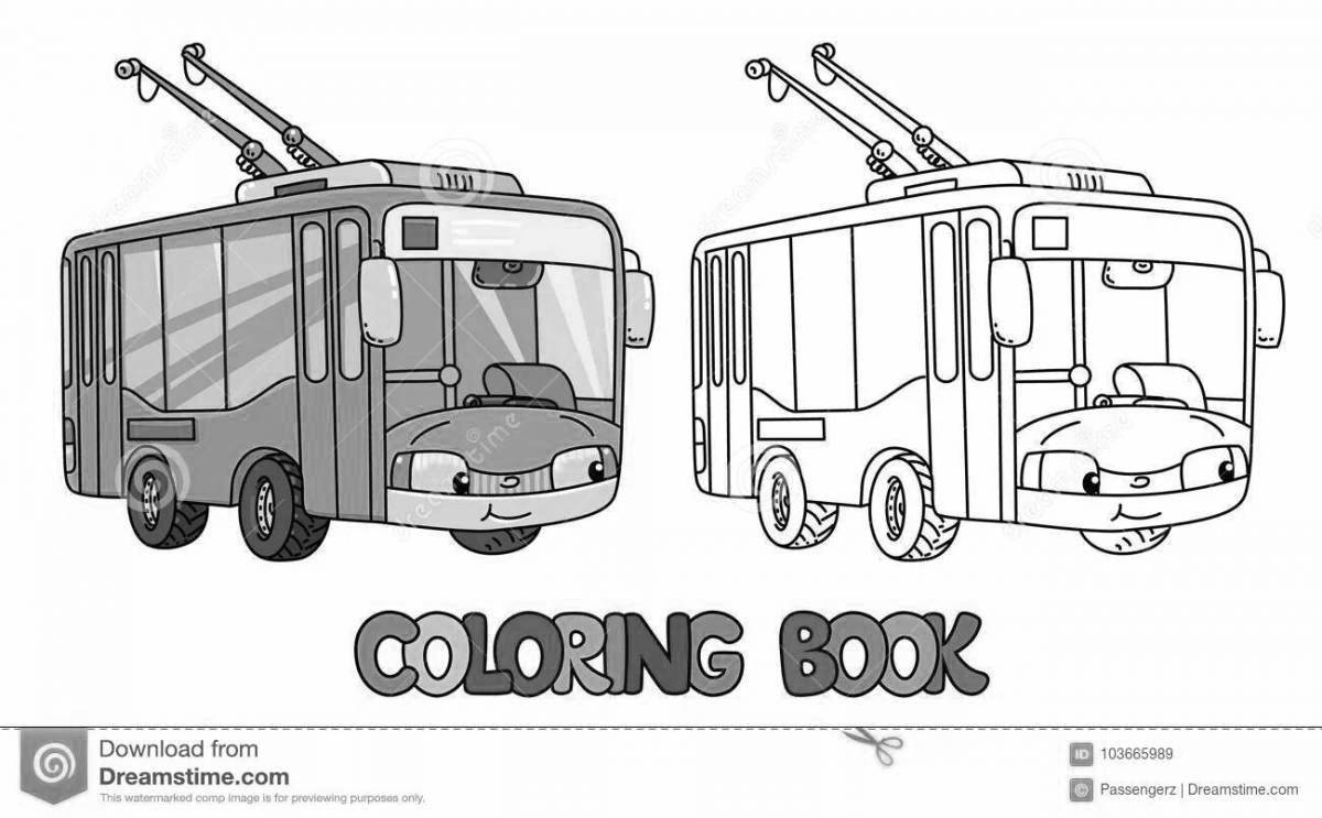 Children's coloring trolleybus for kids