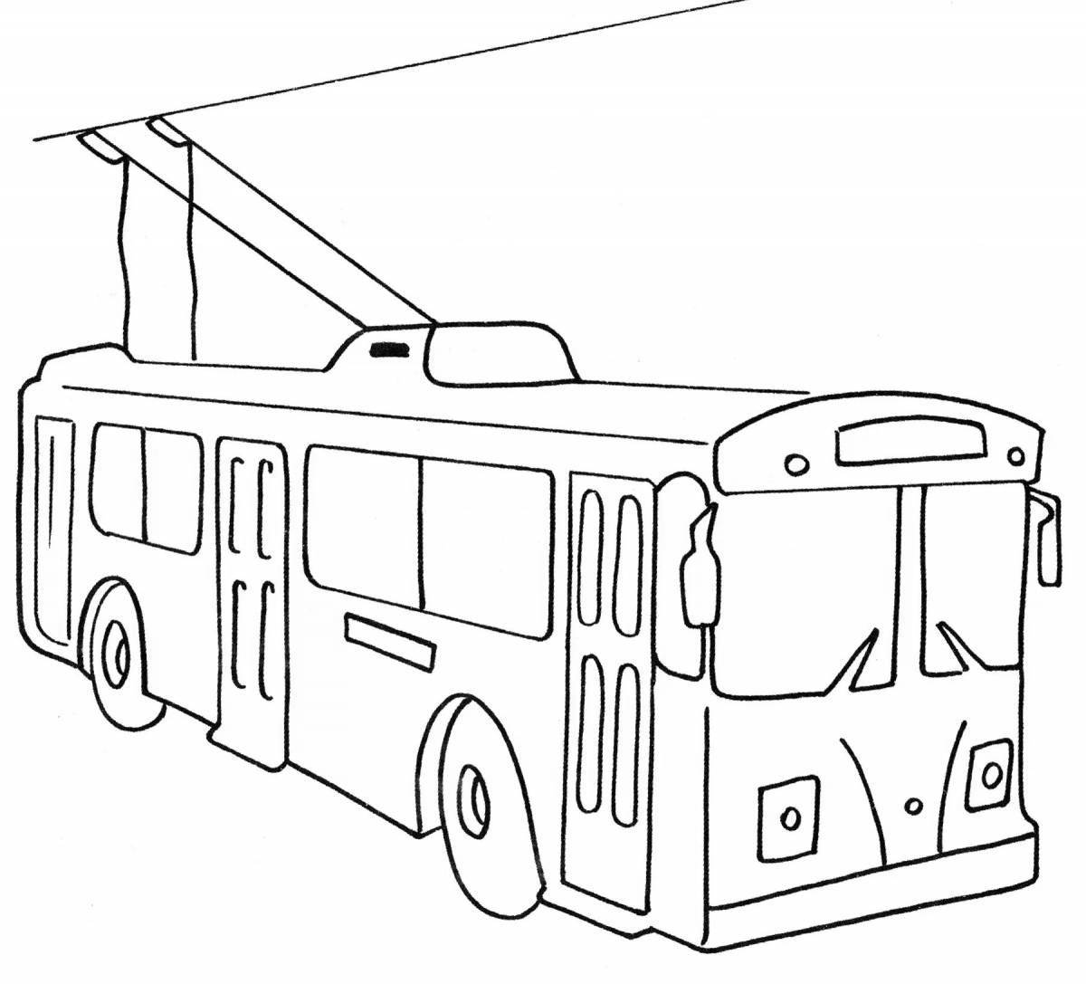Fun coloring trolleybus for babies