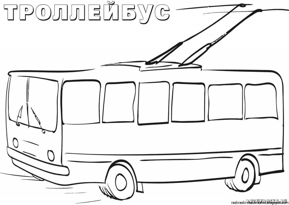Amazing trolleybus coloring page for kids