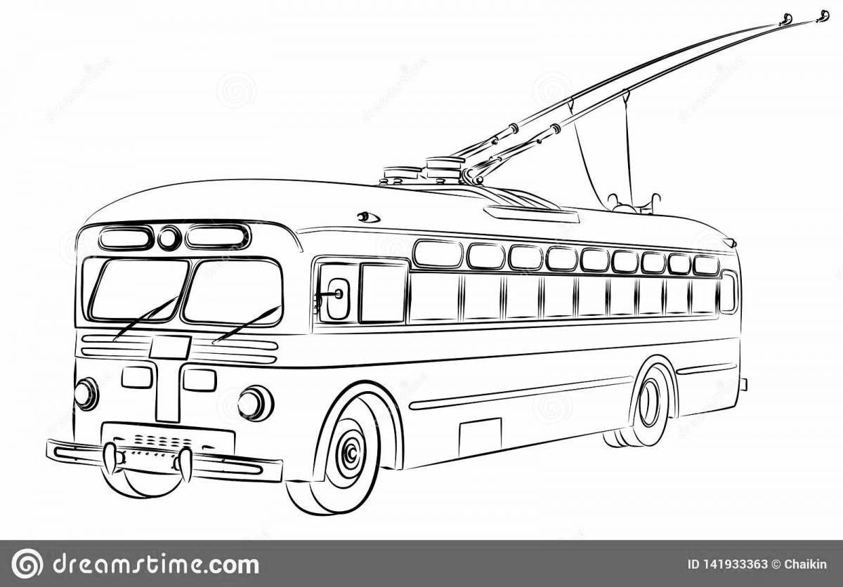 Amazing trolleybus coloring book for kids