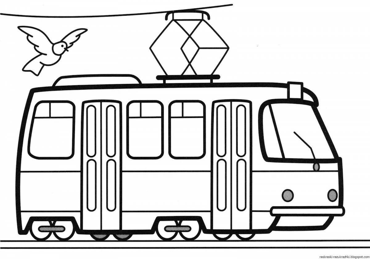 Wonderful trolleybus coloring book for kids