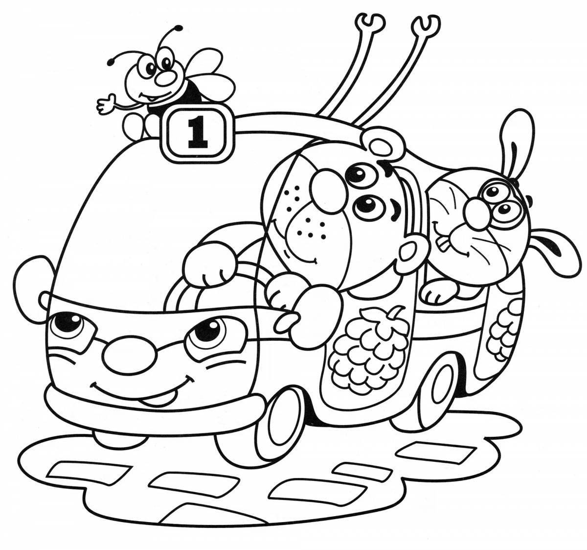 Adorable trolley coloring for preschoolers