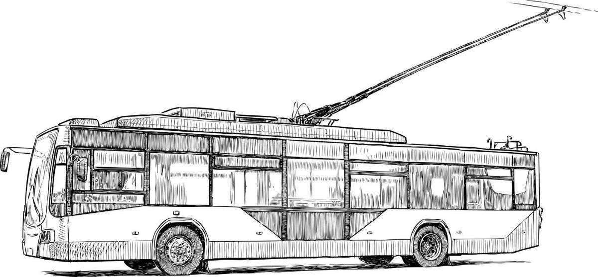 Glamorous trolleybus coloring book for kids