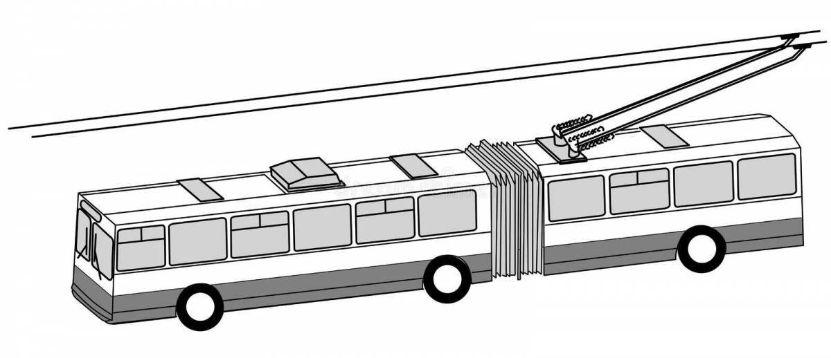 Coloring book shining trolleybus for the little ones