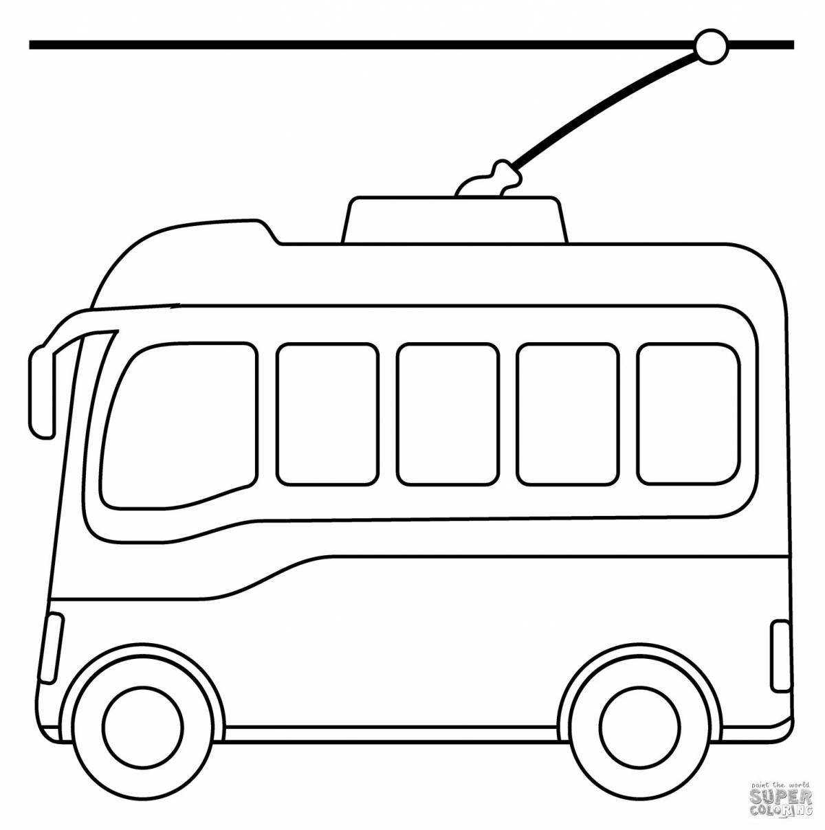 Bright trolleybus coloring book for kids