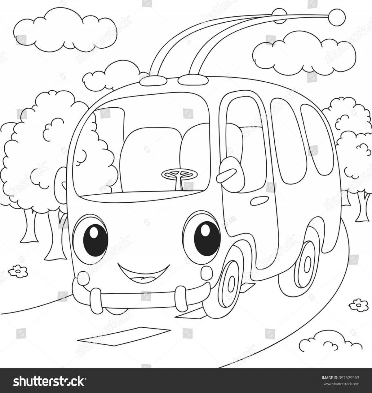 Colorific trolleybus coloring page for preschoolers