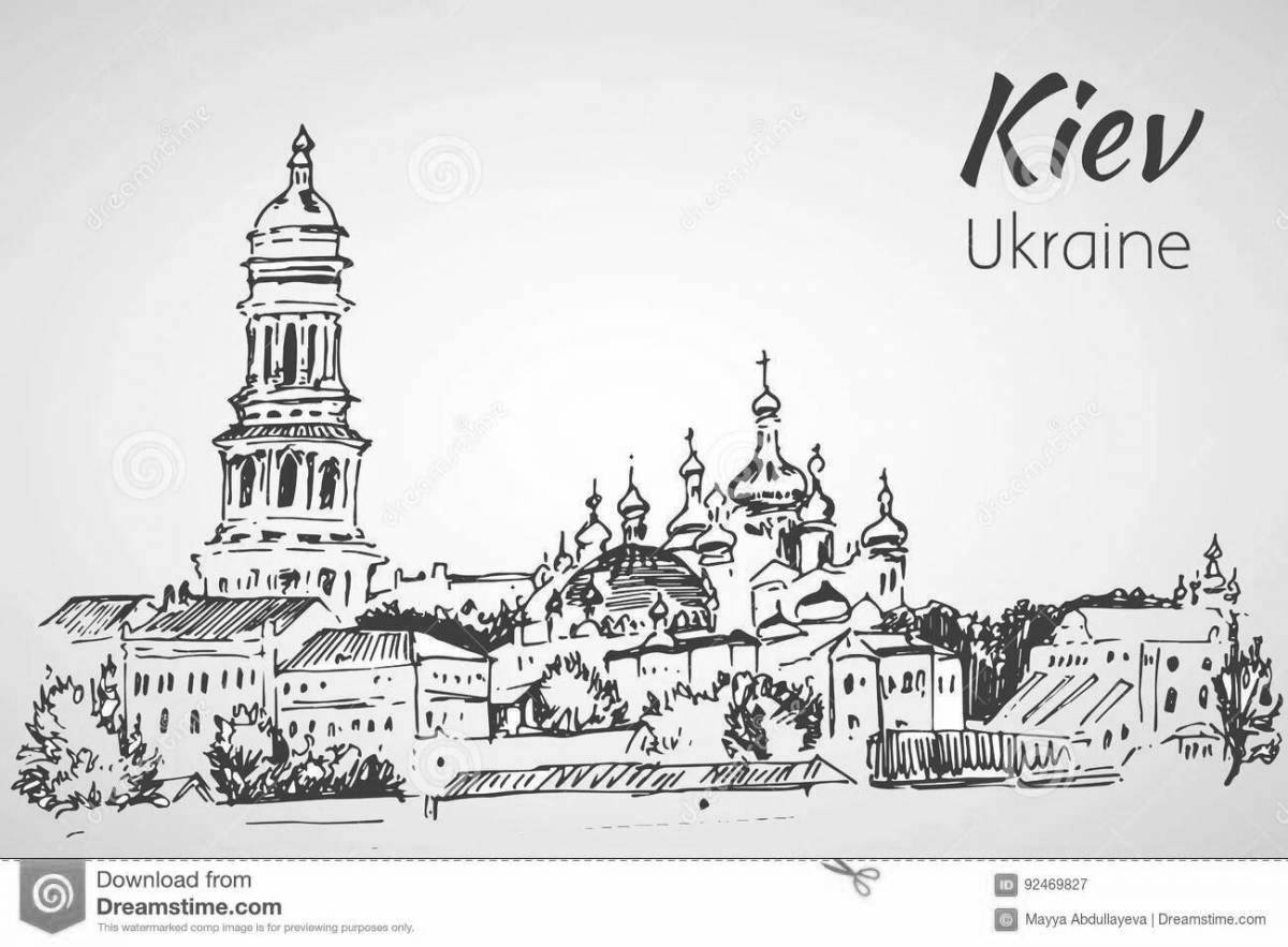 Coloring page charming Kyiv