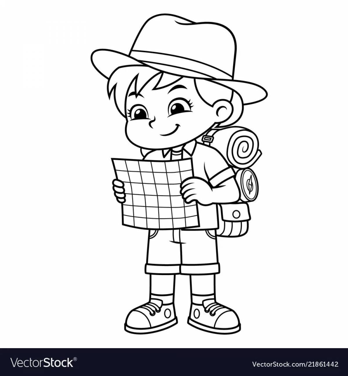 Coloring page witty tourist
