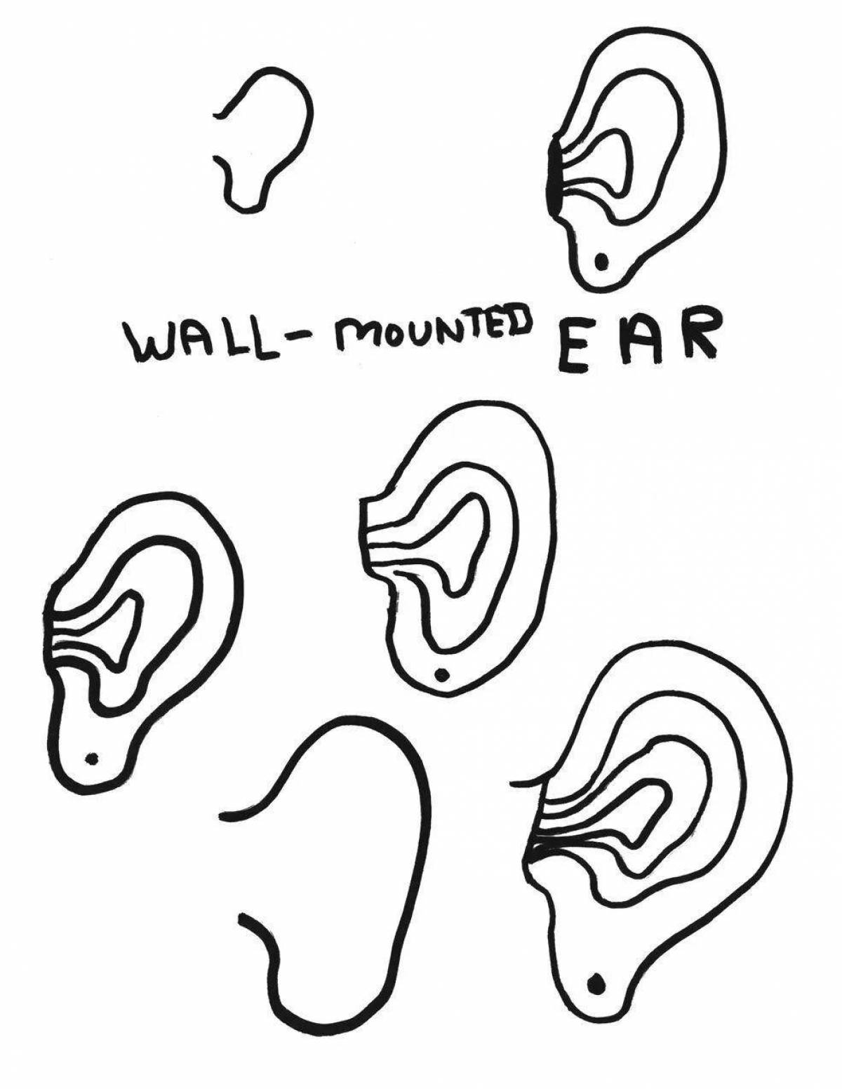 Interesting ear coloring page for kids