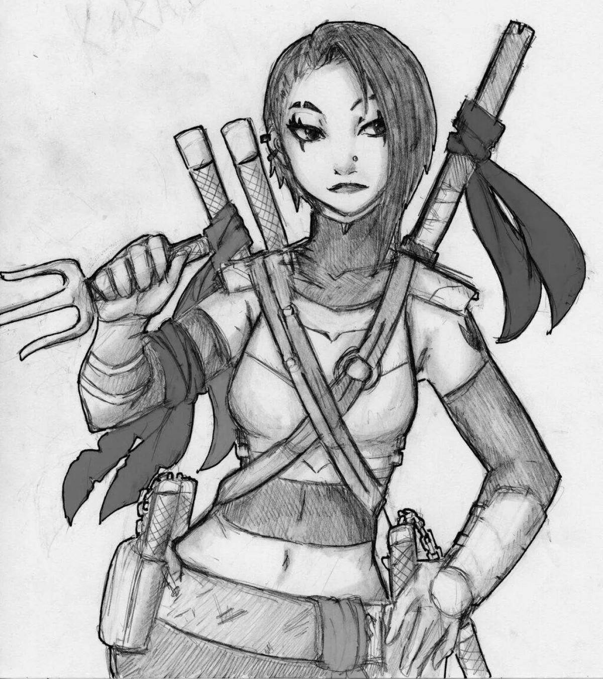 Charming karai coloring page