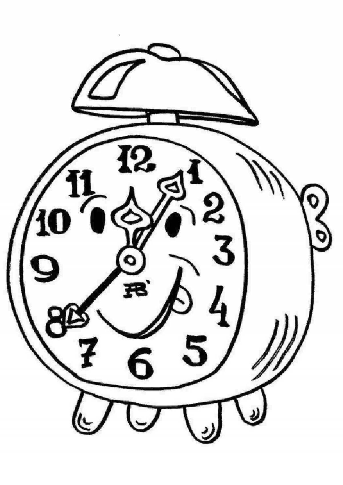 Colorful alarm clock coloring for art whizzs