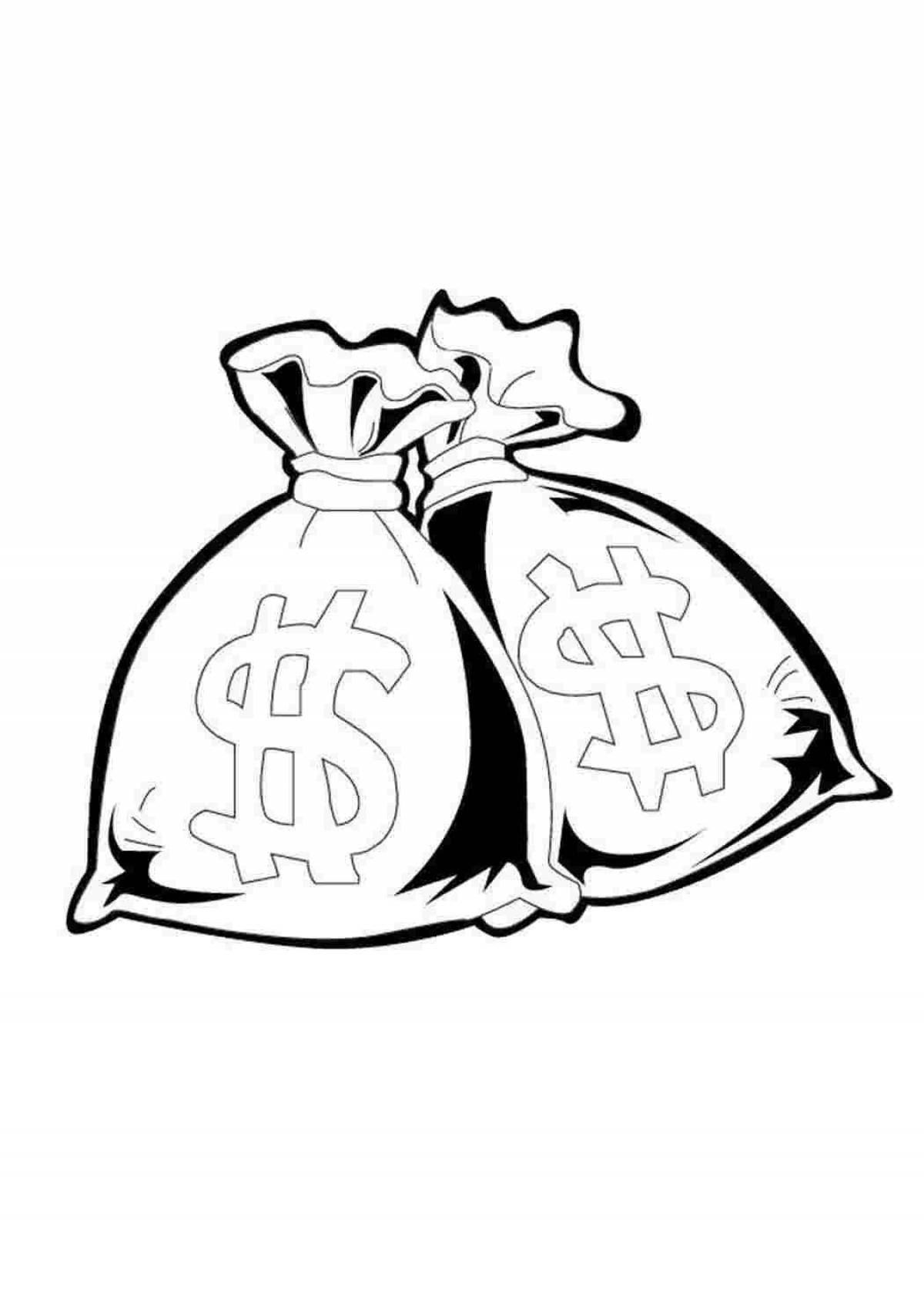 Creative money coloring page