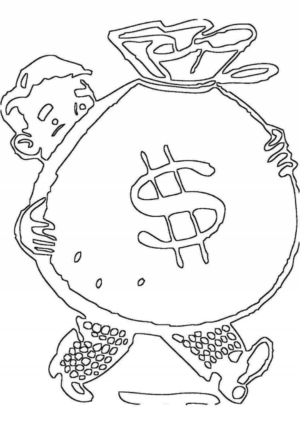 Colorful money coloring book