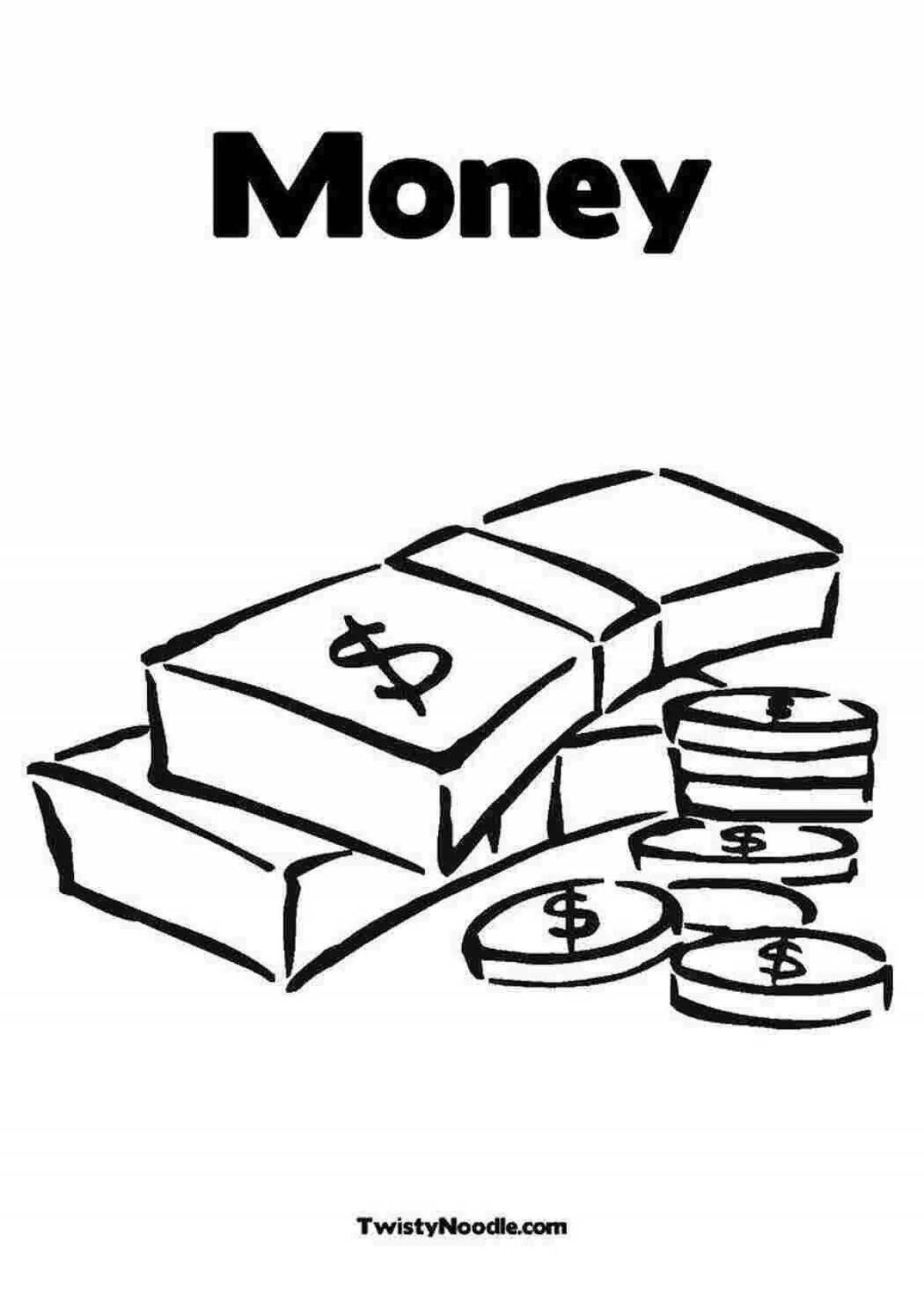 Fun money coloring design