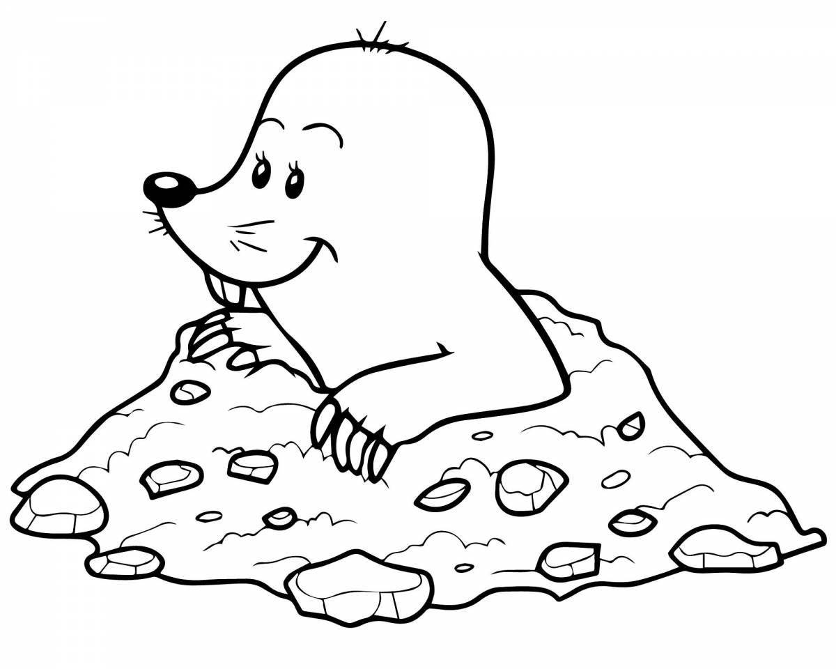 Colorful mole coloring page for kids