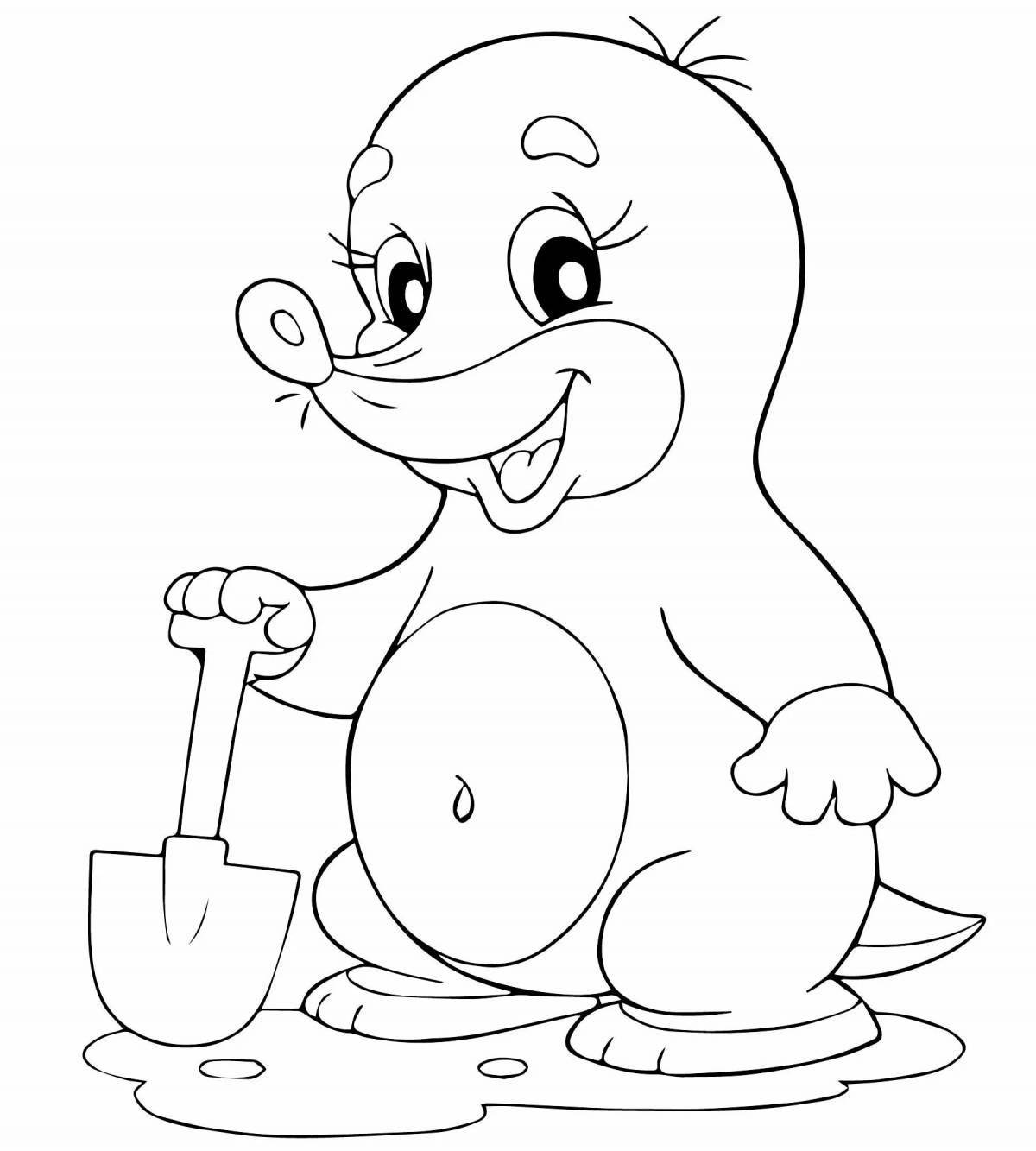 Adorable mole coloring book for kids
