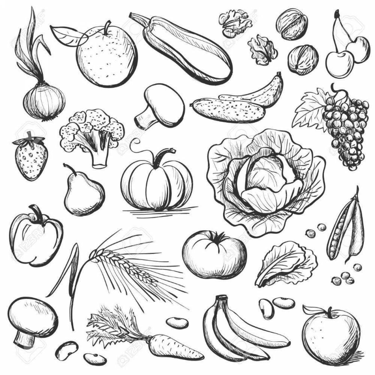 Эскиз овощи и фрукты