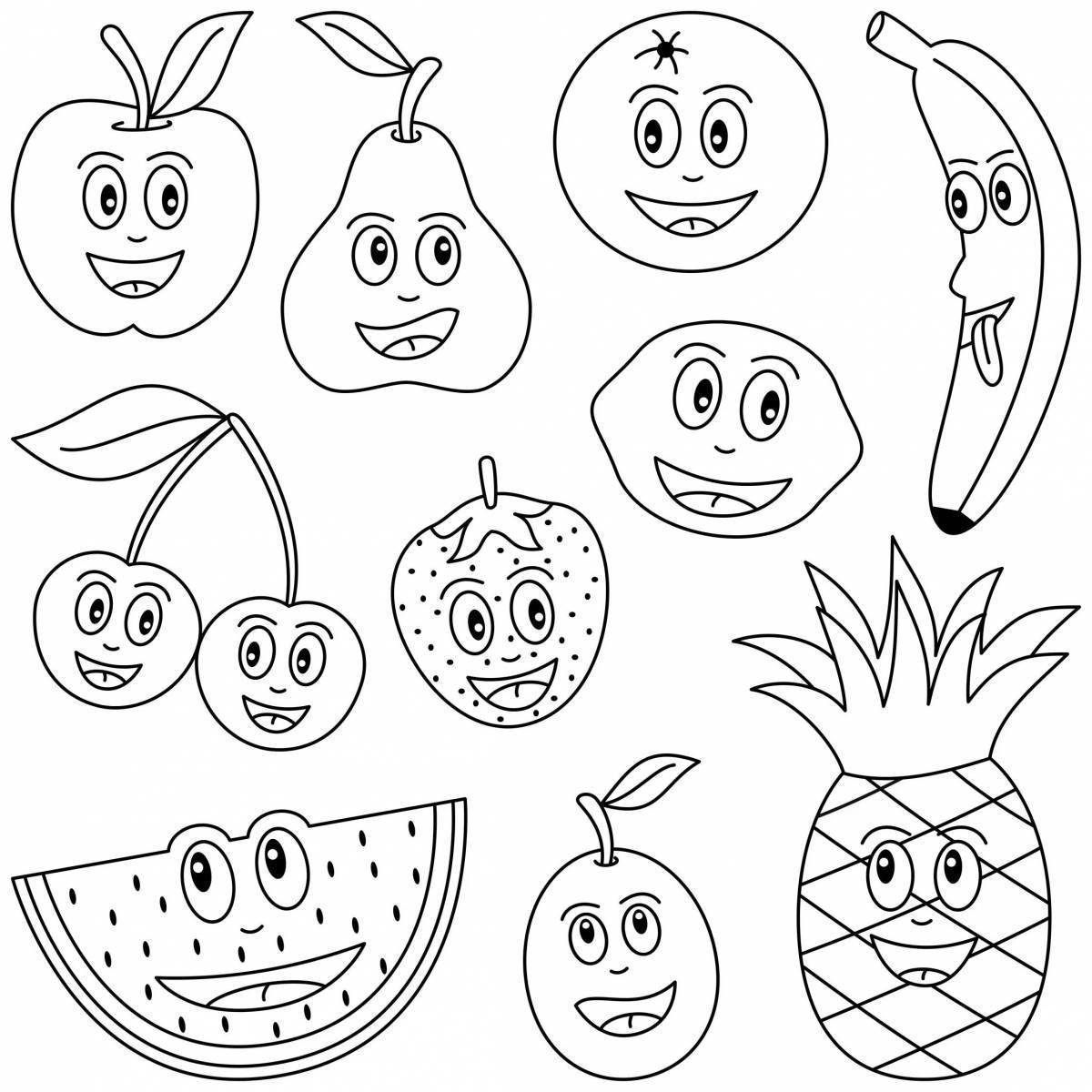Живые фрукты раскраска для детей