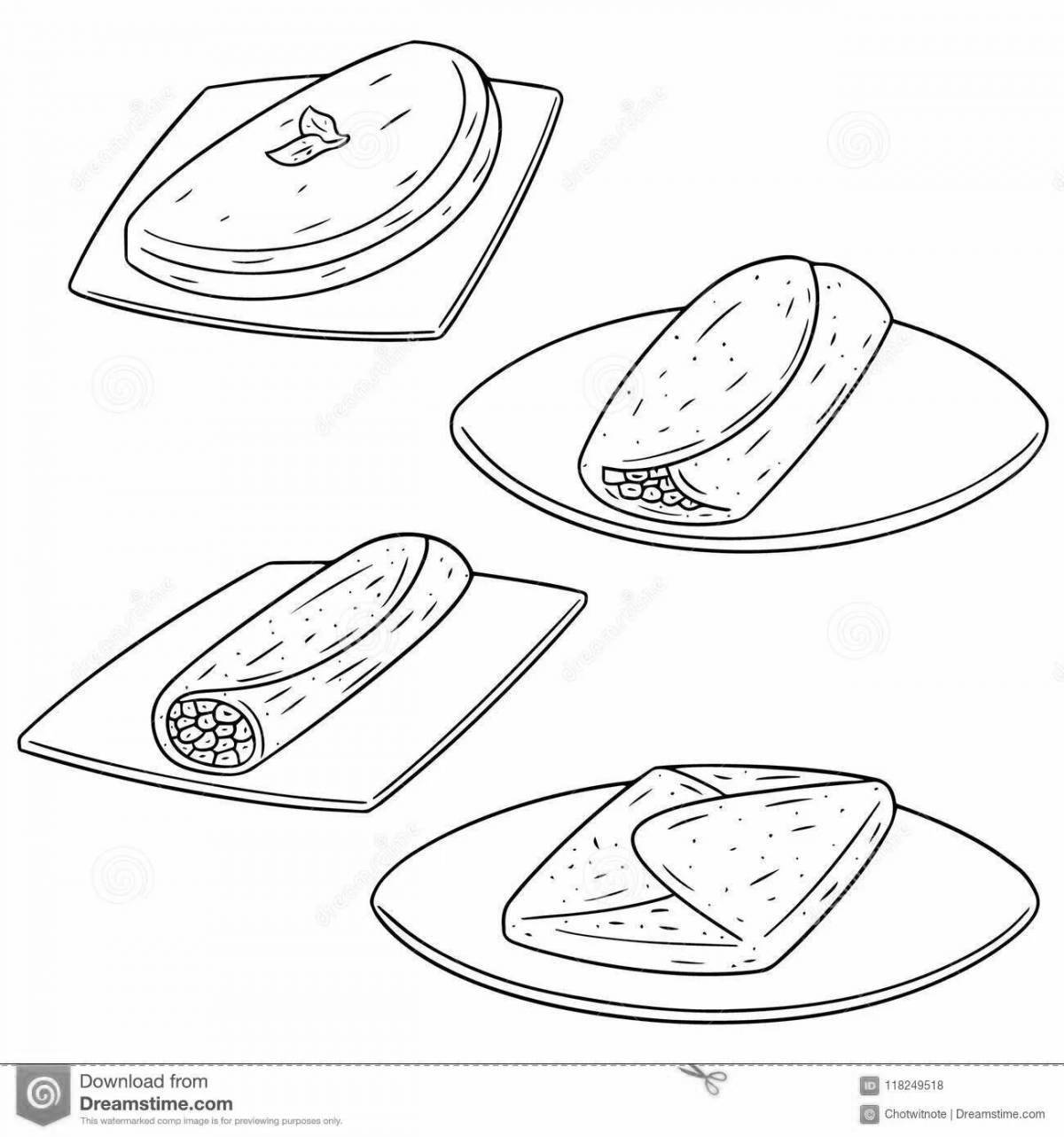 Playful omelet coloring page