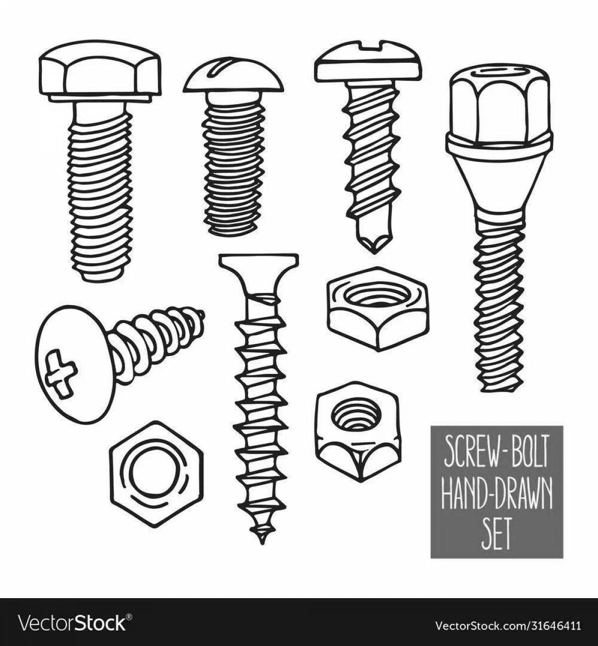 Colorful screw coloring page