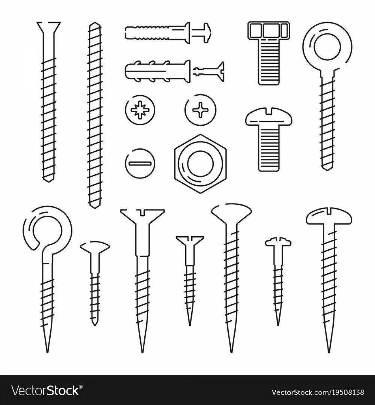 Animated screw coloring page