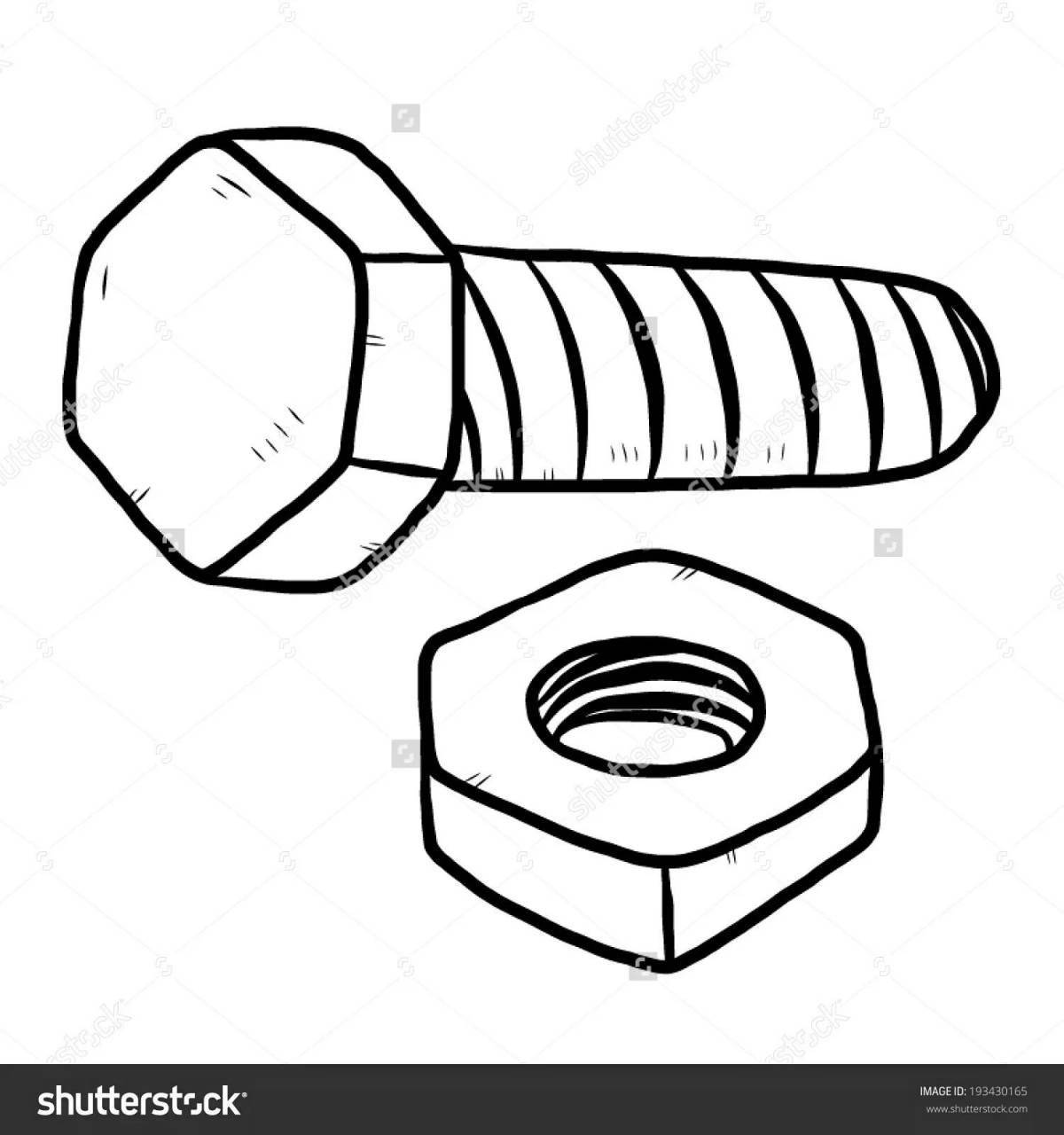 Attractive screw coloring page