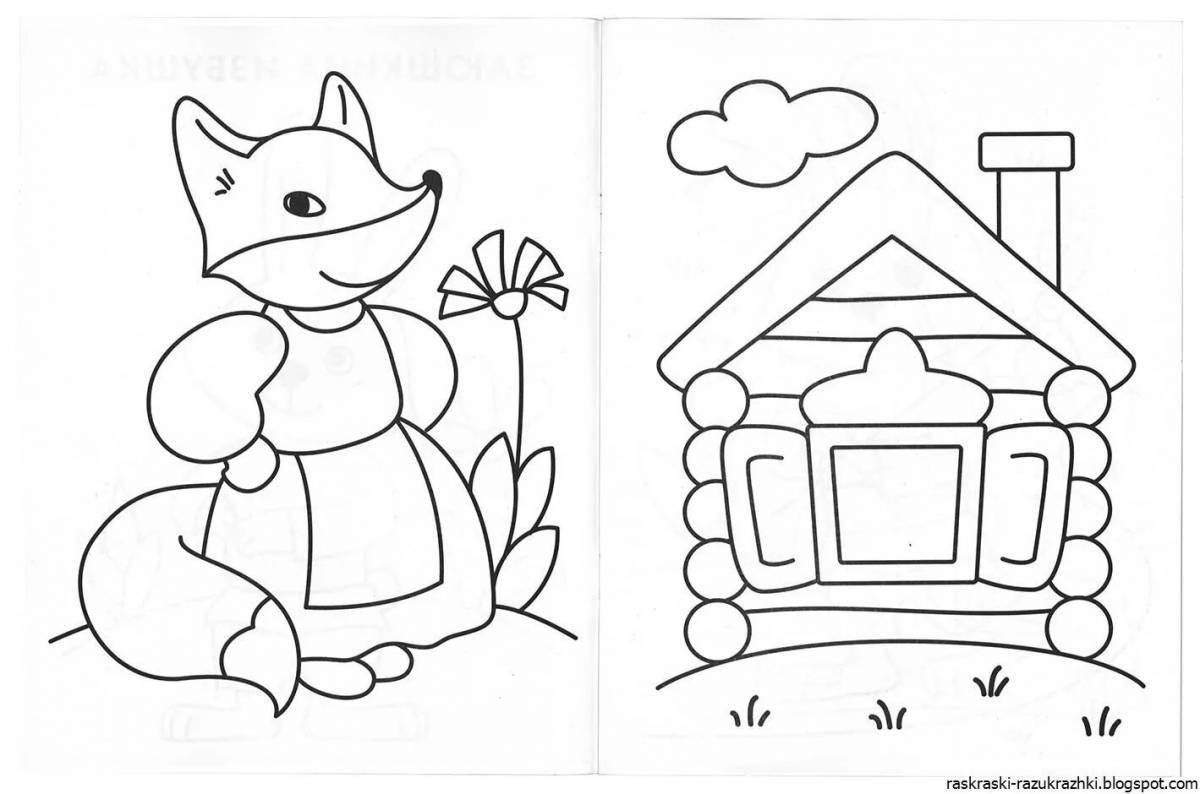 Cute hut coloring book for kids