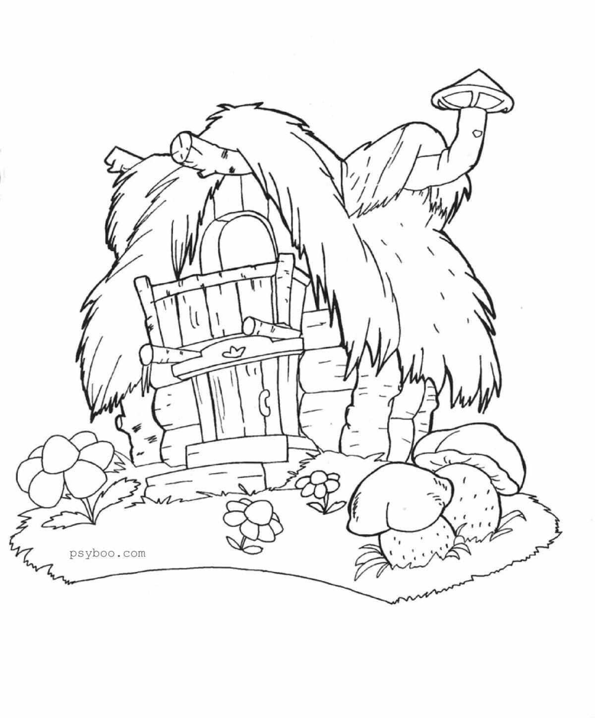 Humorous hut coloring for children