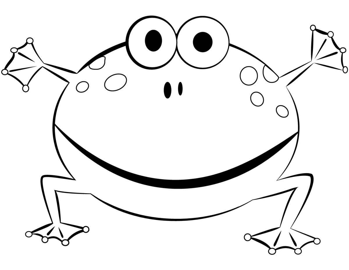 Очаровательная жаба-раскраска для детей