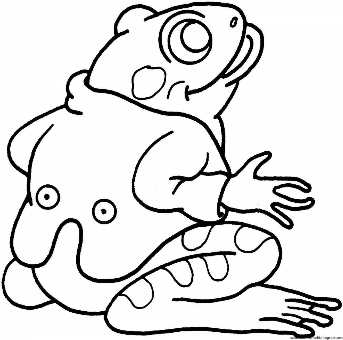 Анимированная страница раскраски жаб для детей