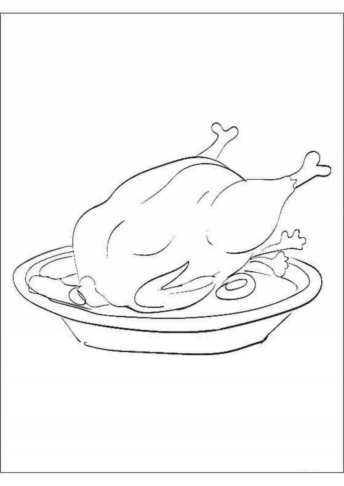 Мясо контур для раскраски. Meat outline for coloring. Vector drawing. Isolated white background.