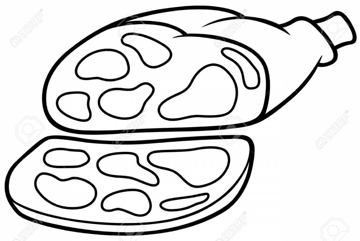Unique meat coloring page for kids