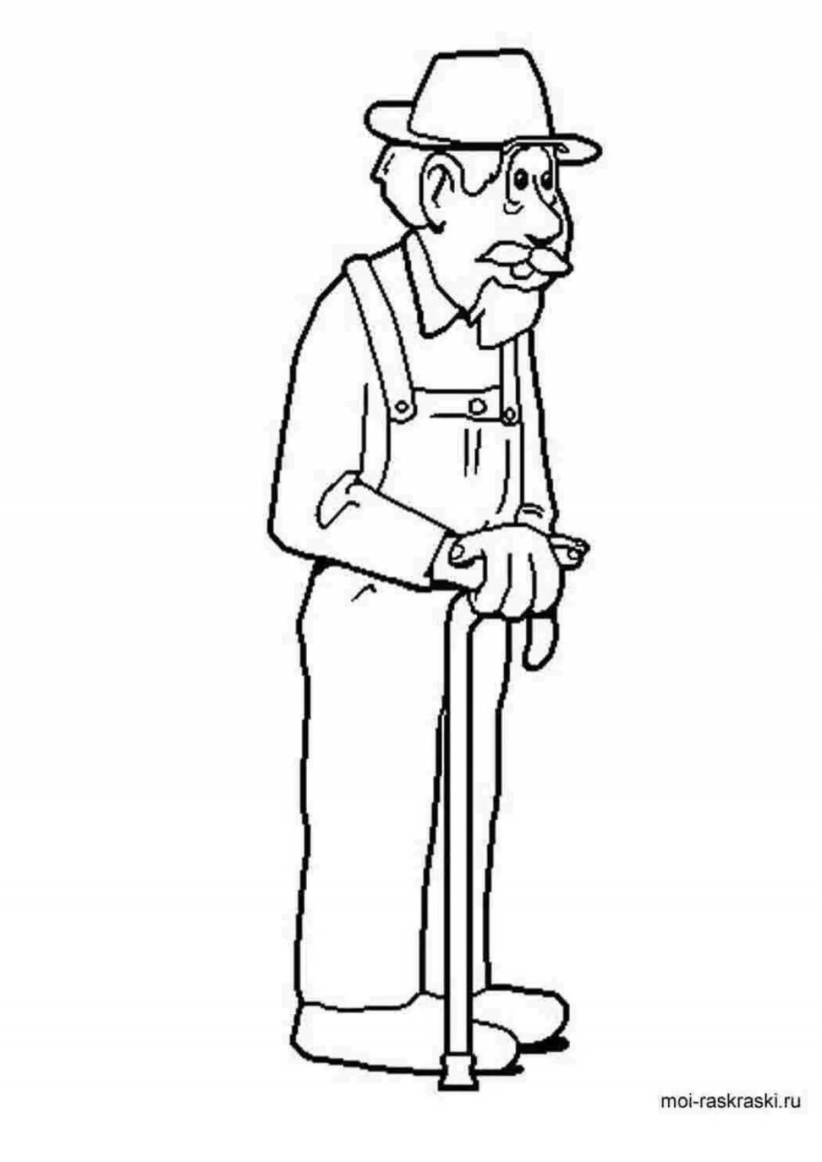 Радостный дедушка раскраски для детей