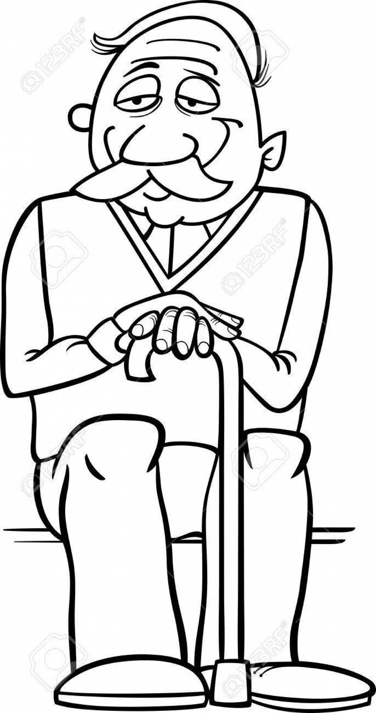 Playful grandfather coloring page for kids