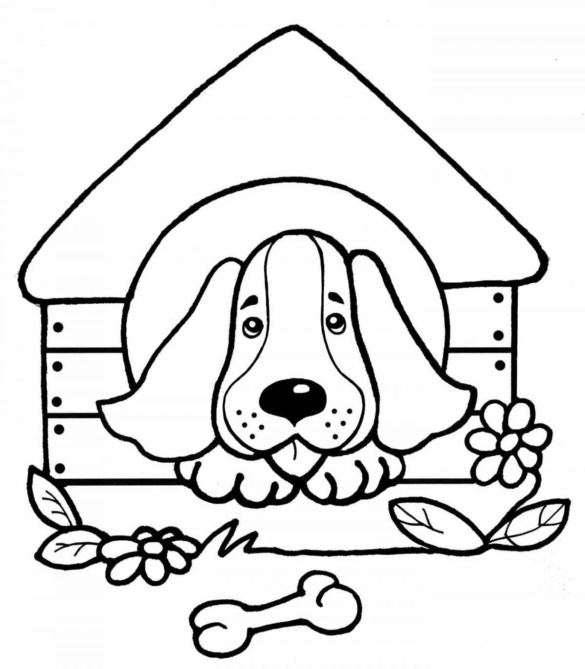 Colouring funny dog ​​house