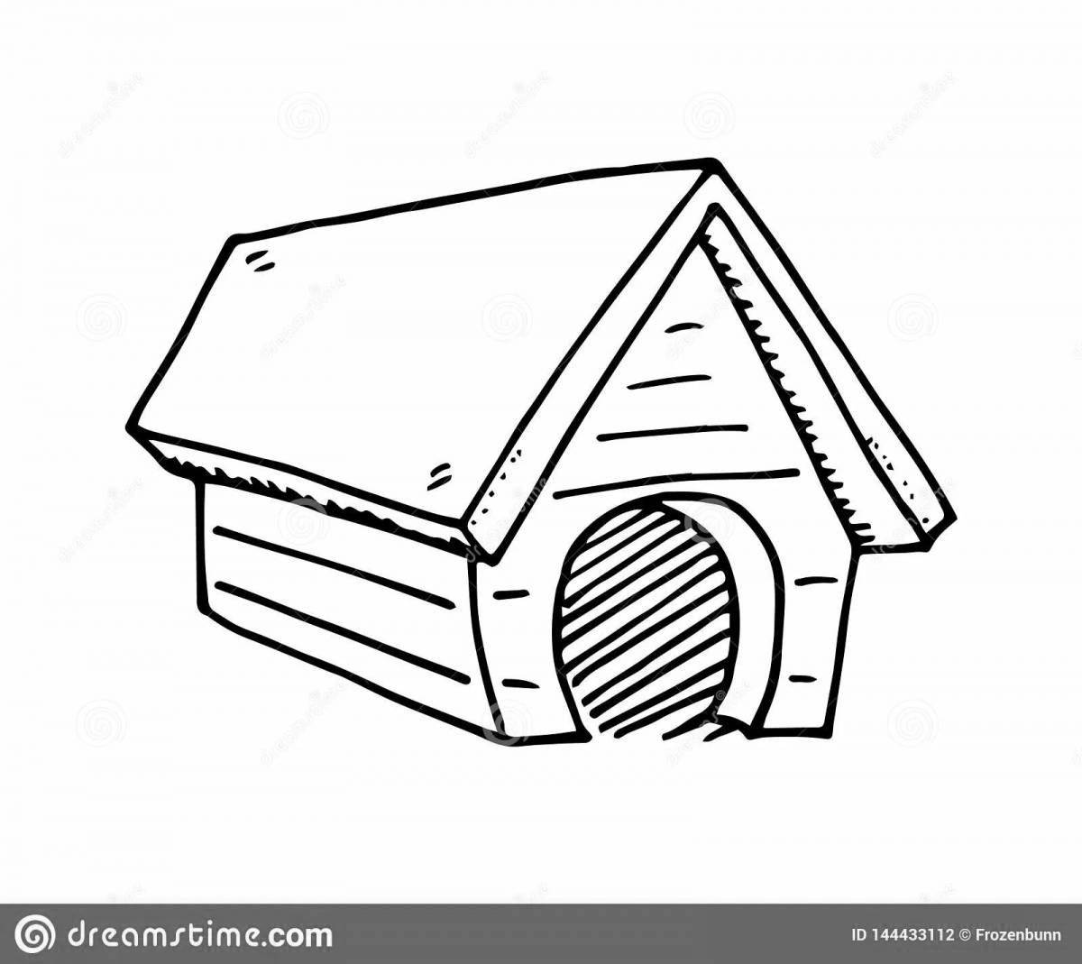 Coloring page happy dog ​​house