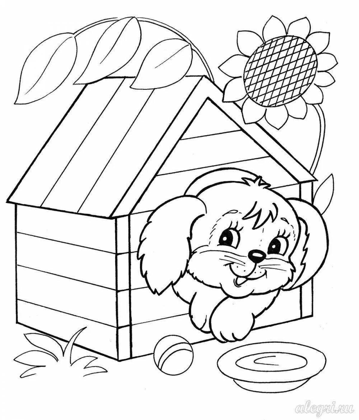 Coloring page magic dog house