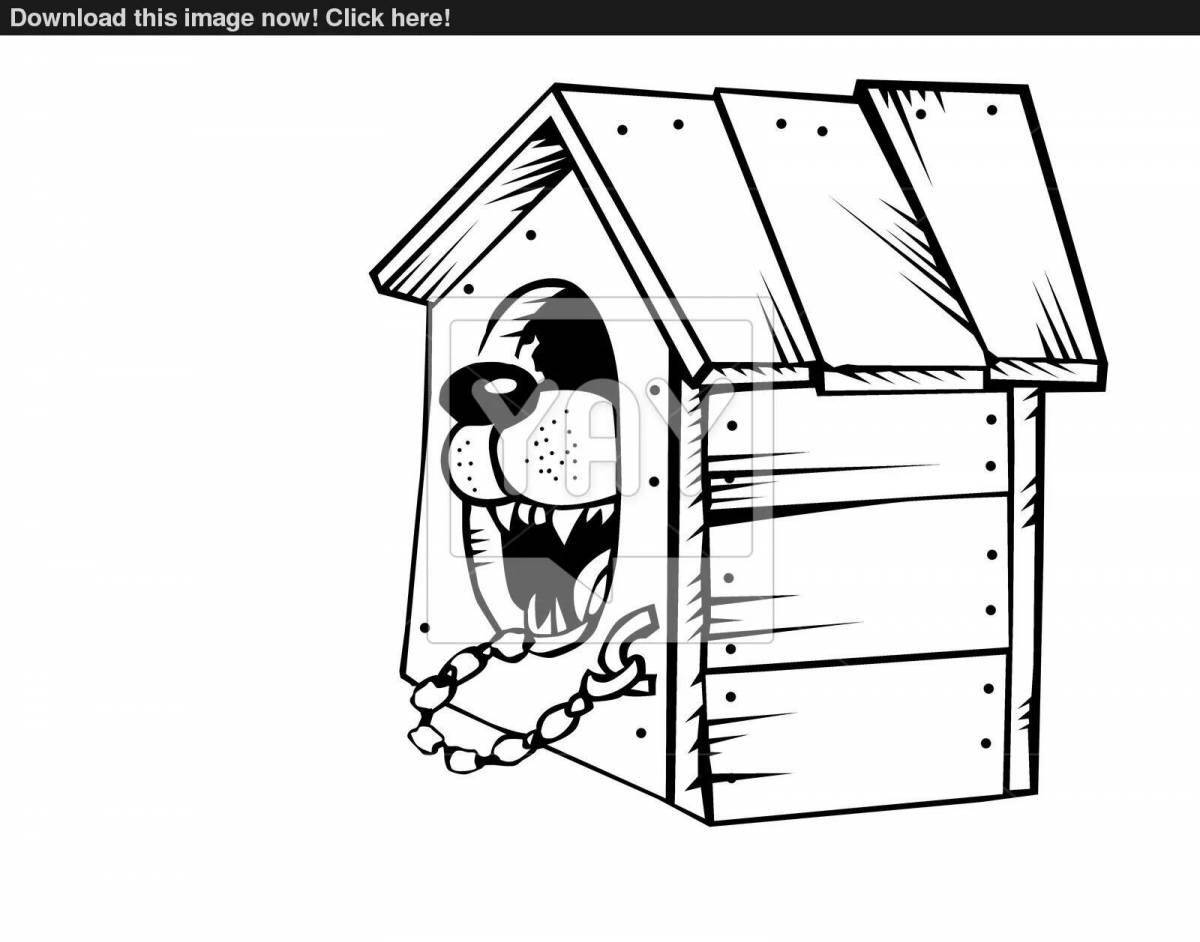 Coloring book playful dog house