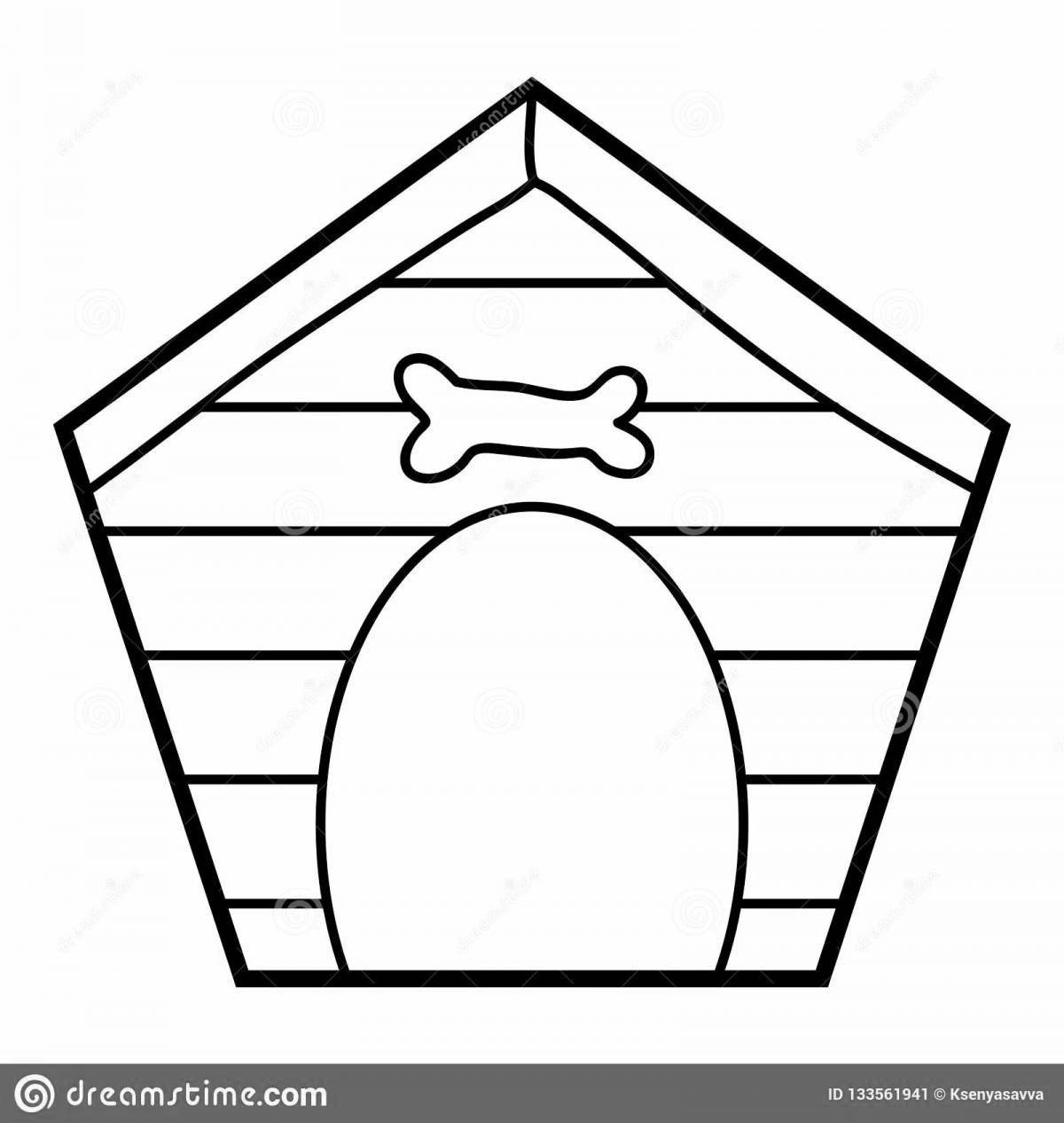 Sweet dog house coloring page