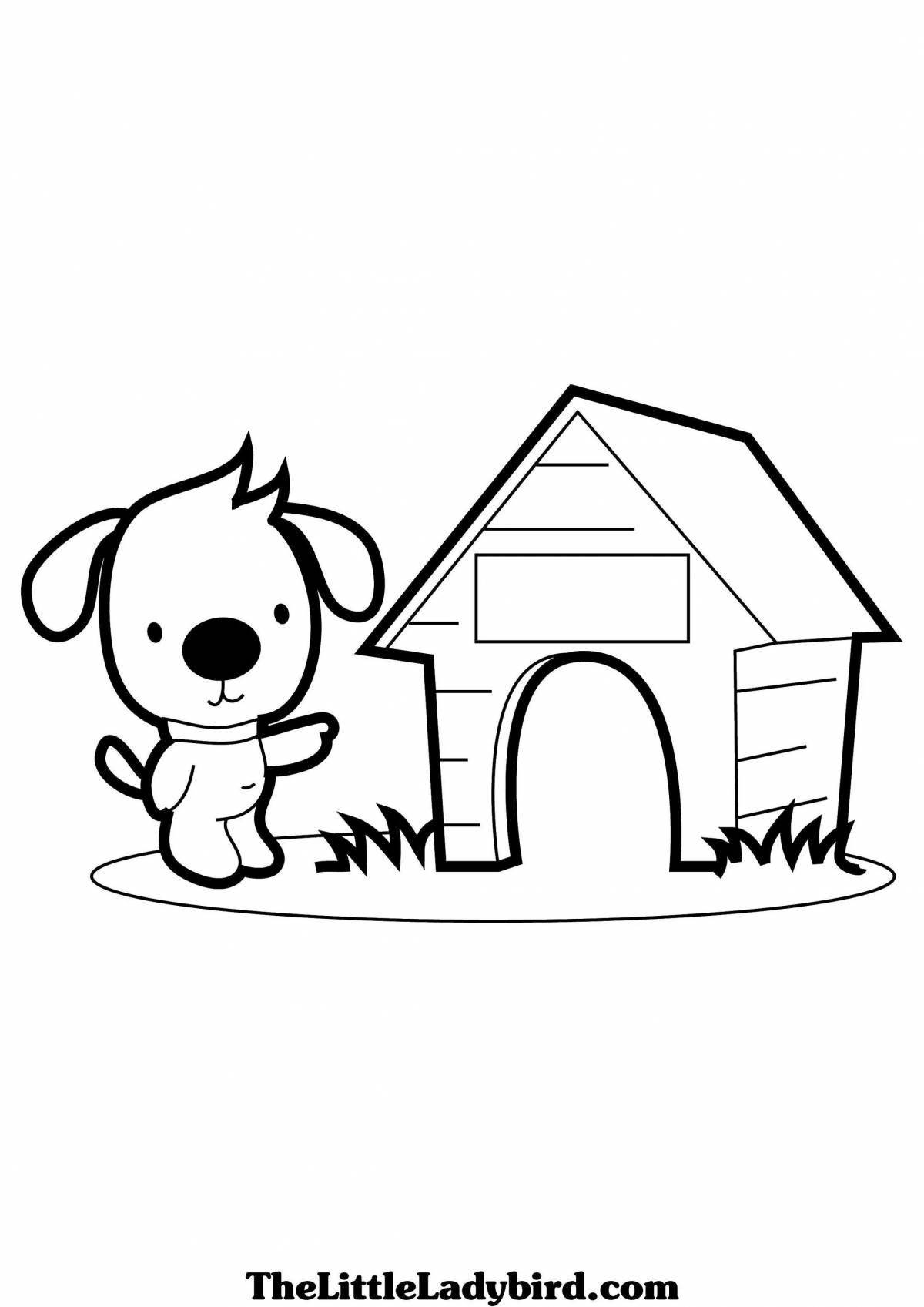Attractive dog house coloring book