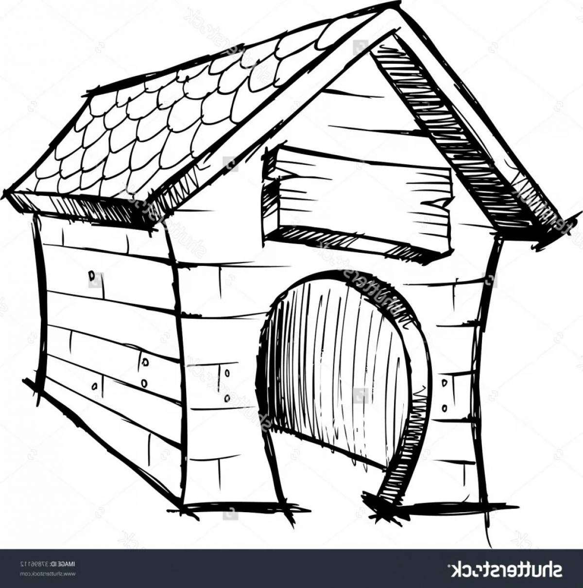 Invigorating dog house coloring page