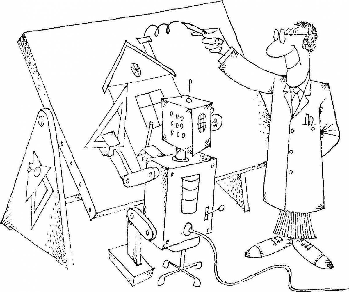 Colorful engineer coloring page for kids