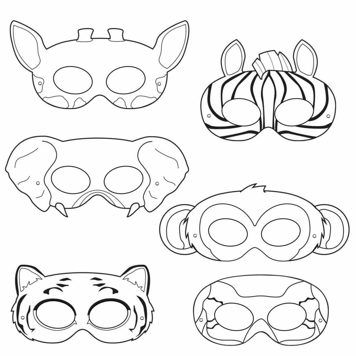 Colourful sleep mask coloring page
