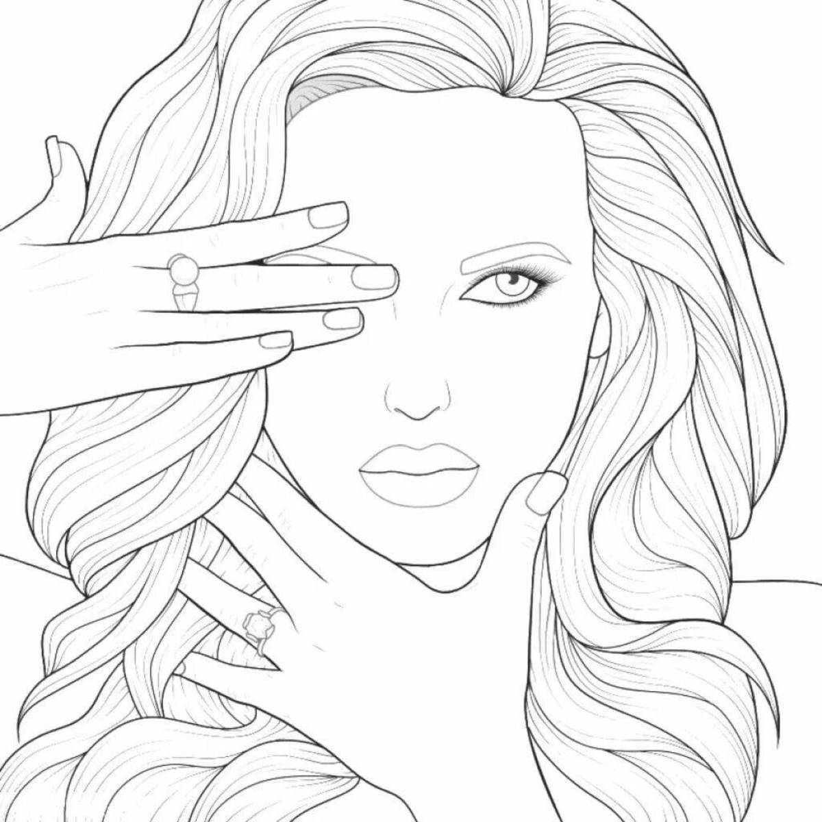 Colorful makeup artist coloring page