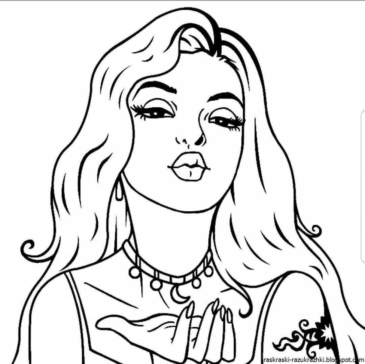 Coloring book for girls with bright makeup
